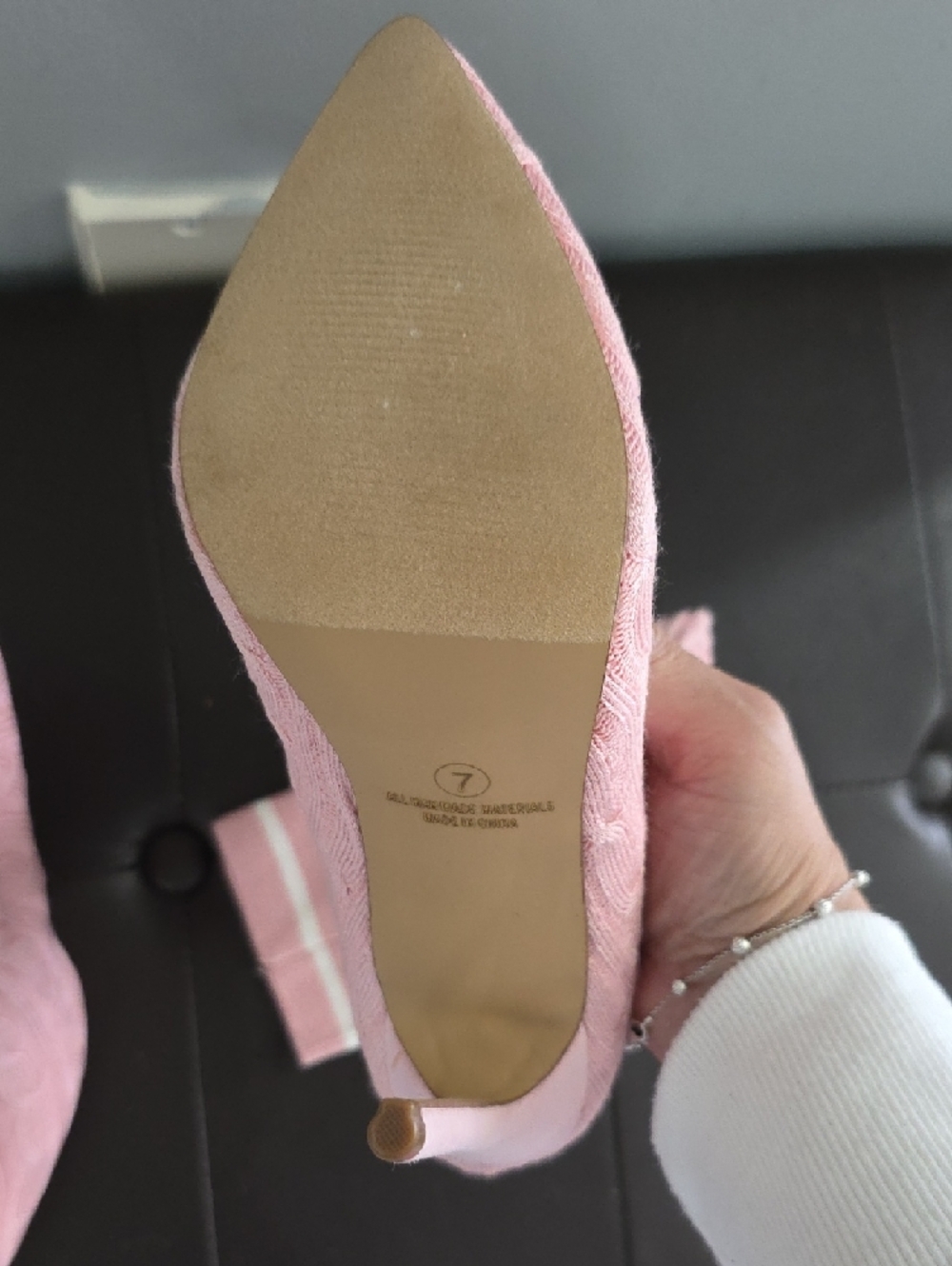 Soft Pink Cable-Knit Pointed Slipper Sock Boots - Picture 3 of 5